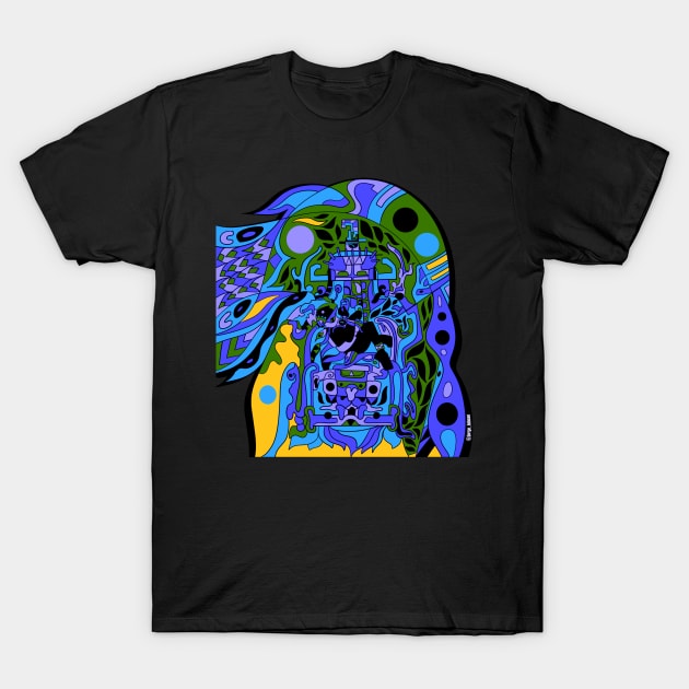 dark blue astronaut ecopop T-Shirt by jorge_lebeau